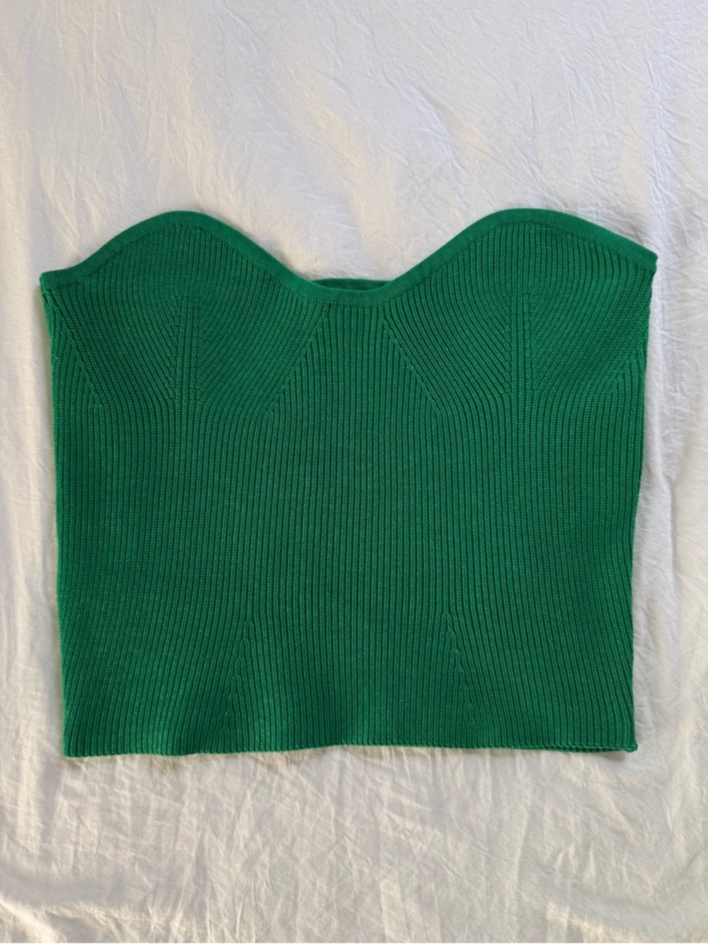 Sold Vestique Green Ribbed Strapless Knit Crop Top Size Medium Boho Feminine